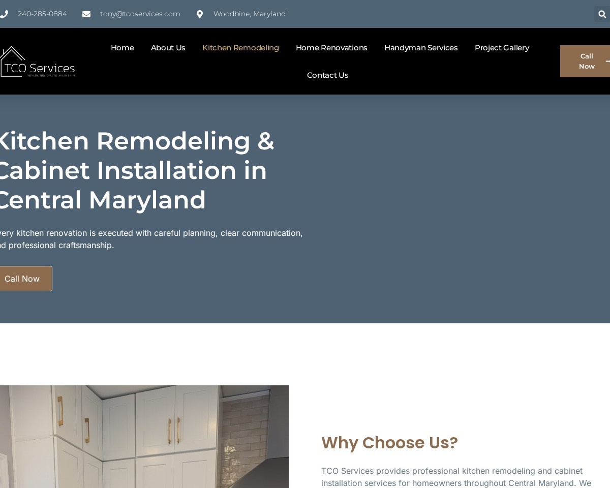 TCO Services kitchen remodeling page