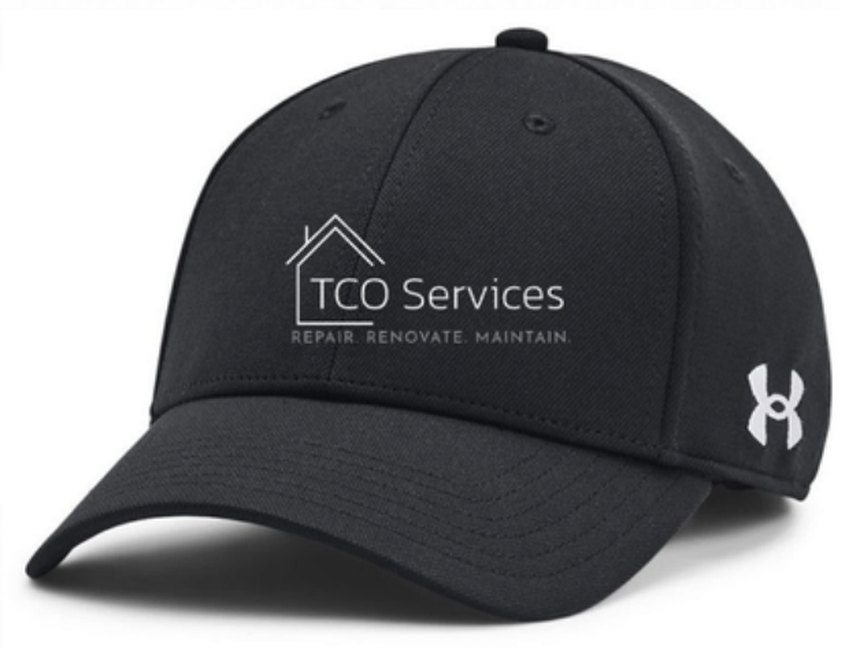 Black cap with the TCO Services logo embroidered on the front.