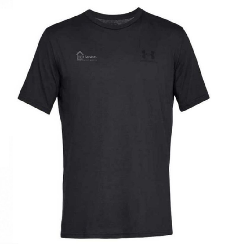 Black crew shirt with the TCO Services logo on the chest.